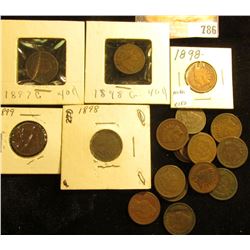 (20) various grade Indian Head Cents dating before 1900, some duplicate dates, all average circulate