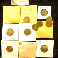 (19) various grade Indian Head Cents dating before 1900, some duplicate dates, all average circulate
