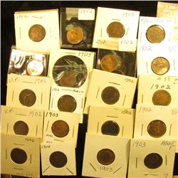 (20) Post 1900 Indian Head Cents, average circulated.