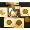 Image 1 : 1859, 1860, 62, 64 Bronze, & 1865 Indian Head Cents. Circulated; and a strange blank planchet.