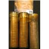 Image 1 : (3) 1958 D Gem BU Rolls of Lincoln Wheat Cents in plastic tubes.
