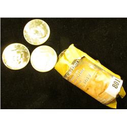 1967 P Original BU Roll of U.S. 40% Silver Kennedy Half-Dollars in paper wrapper, (20 pcs.).