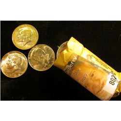 1968 D Original BU Roll of U.S. 40% Silver Kennedy Half-Dollars in paper wrapper, (20 pcs.).