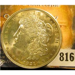 1921 P U.S. Morgan Silver Dollar, Brilliant Uncirculated.