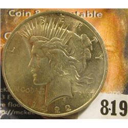 1922 P U.S. Peace Silver Dollar, BU.