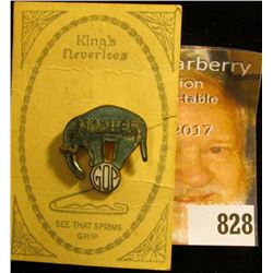 "King's Neverloos Pin" with paper advertisement and enameled campaign Pin for "Hoover GOP". Elephant