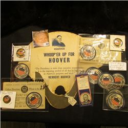 Several pieces of Herbert Hoover Campaign material including a fan.
