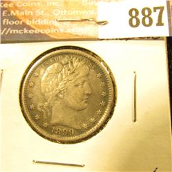 1899 P U.S. Barber Quarter, Toned EF.