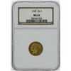 Image 1 : 1928 $2 1/2 Indian Head Quarter Eagle Gold Coin NGC MS62