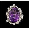 14KT White Gold 12.50ct Amethyst and Diamond Ring