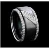 Image 4 : Men's 14KT White Gold 0.93ctw Diamond Wedding Ring