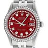 Image 1 : Mens Rolex Stainless Steel Red String Diamond Datejust Wristwatch