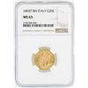 Image 1 : 1865-T Italy 20 Lira BN Victor Emanuel Gold Coin NGC MS63