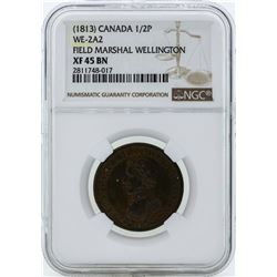 1813 Canada 1/2 Penny WE-2A2 Coin NGC XF45BN