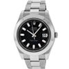 Image 2 : Mens Rolex SS 41MM Black Baguette Diamond Datejust 2 Oyster Band Wristwatch