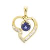 Image 1 : 18KT Yellow Gold 0.58ct Sapphire and Diamond Heart Pendant