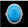 Image 1 : 14KT White Gold 8.18ct Turquoise and Diamond Ring