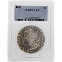 1885 $1 Morgan Silver Dollar Coin PCGS MS65