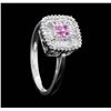 Image 4 : 14KT White Gold Ladies 0.50ctw Diamond and Pink Sapphire Ring
