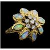 Image 2 : 18KT Yellow Gold 2.00ctw Opal and Diamond Ring