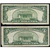 Image 2 : Lot of (2) 1934D $5 Silver Certificate Notes