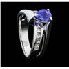 Image 4 : 14KT White Gold 1.78ct. Blue Sapphire and Diamond Ring