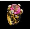 Image 4 : 18KT Yellow Gold 18.15ct Pink Topaz and Diamond Ring
