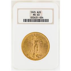 1925 $20 St. Gaudens Double Eagle Gold Coin NGC MS63