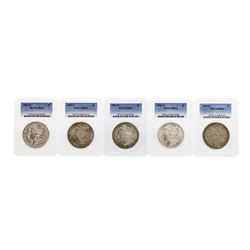 Lot of (5) Assorted Philadelphia Mint $1 Morgan Silver Dollar Coins PCGS MS63