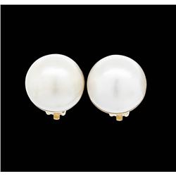 14KT Yellow Gold Mabe Pearl Clip Earrings