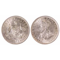 Australia, KGV, Shilling, 1911, EF