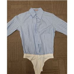 Castle Stana Katic Pink Screen Worn Blue Striped Bodysuit