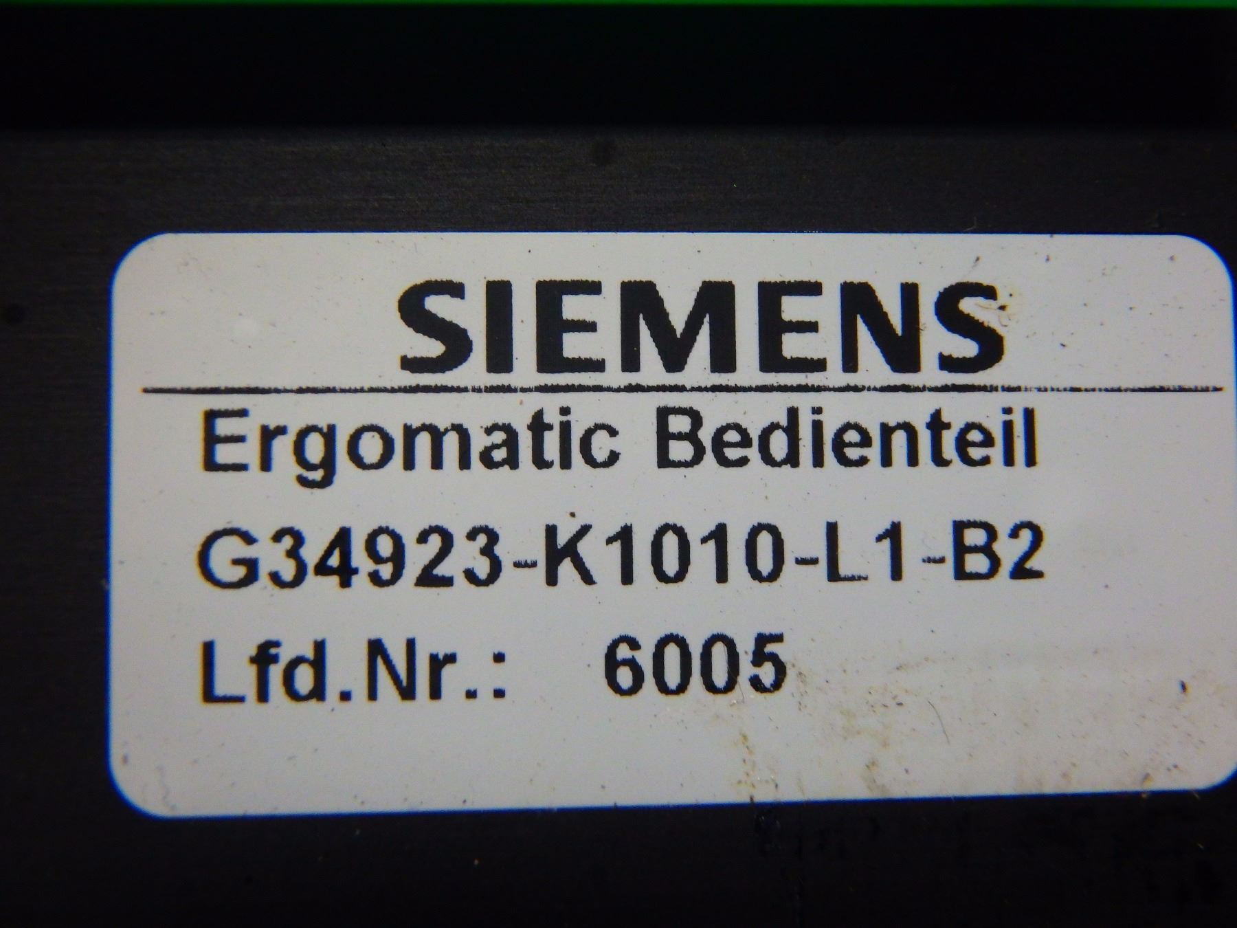 SIEMENS G34923-K1010-L1-B2 CONTROL PANEL DISPLAY