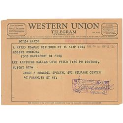 Lee Harvey Oswald 1962 Telegram