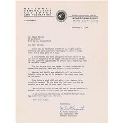 Scott Carpenter 1962 Typed Letter Signed