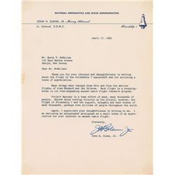 John Glenn 1962 Typed Letter Signed