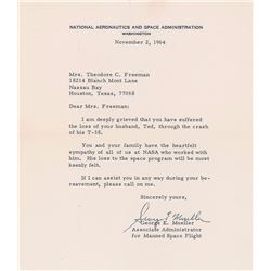 Theodore C. Freeman: Signed Letter of Condolencef from George E. Mueller