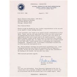 Apollo 11: Wernher von Braun 1969 Typed Letter Signed