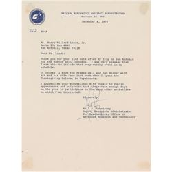 Neil Armstrong 1970 Typed Letter Signed