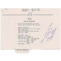 Apollo 11 LM Flown Page With Neil Armstrong Notations