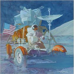 Mark Schuler Original Apollo 15 'First Manned Lunar Vehicle' Painting