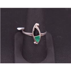 sz 9.25 Silver Ring with Malachite and Onyx