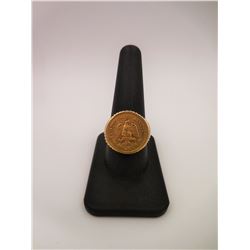 Sz10.5 - 10KT Gold Ring with Gold Coin