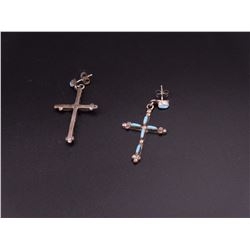 Turquoise Cross Silver Earrings
