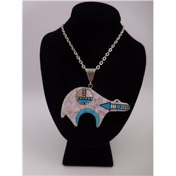 Inlay Silver Bear Necklace