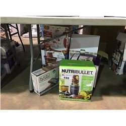 NUTRIBULLET, BLACK AND DECKER SWEEPER, ICE CREAM MAKER, ICE SHAVER, KETTLE CORN MAKER, AND COTTON