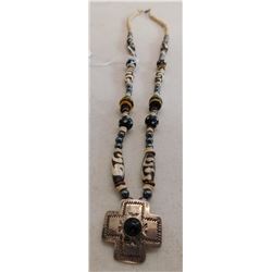 Trade Bead Necklace w/S.S. Pendant