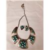 Image 1 : Signed S.S. & Turquoise Necklace w/Earrings