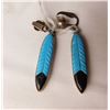 Image 1 : S.S. & Turquoise Feather Clip Earrings
