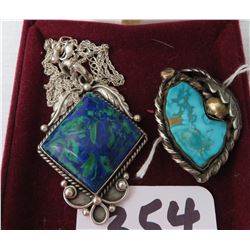 S.S. & Turquoise Necklace + Bolo Tie Pendant